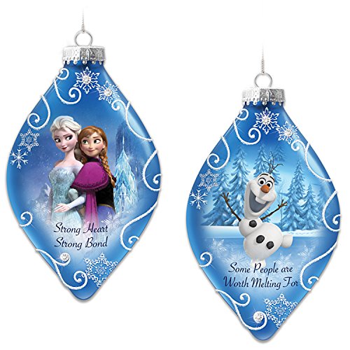 Disney FROZEN Christmas Tree Ornaments Set Two Featuring Elsa, Anna And Olaf The Snowman by The Bradford Exchange