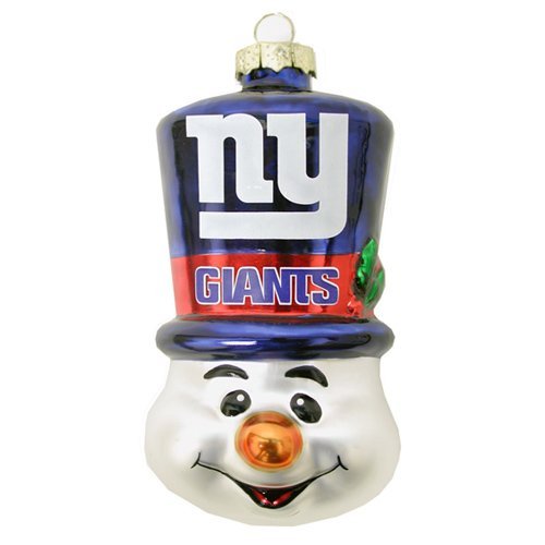 New York Giants Blown Glass Snowman Top Hat Christmas Tree Ornament