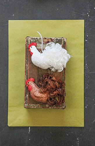 Golden Brown Rooster Feathered & Glitter Christmas Tree Ornament