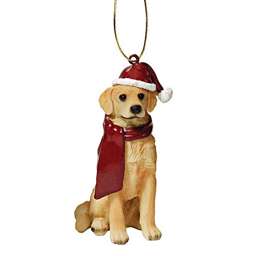 Design Toscano JH576305 Golden Retriever Holiday Dog Ornament Sculpture, Full Color