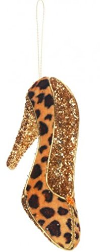 5″ Diva Safari Tan Leopard Print Gold Glitter Embellished Pump High Heel Shoe Christmas Ornament