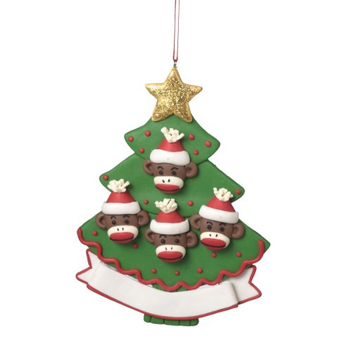 Midwest CBK Sock Monkey Family Of 4 Personalizable Christmas Ornament