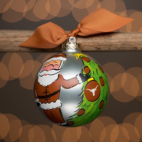 Glory Haus University of Texas Santa Glass Ball Ornament