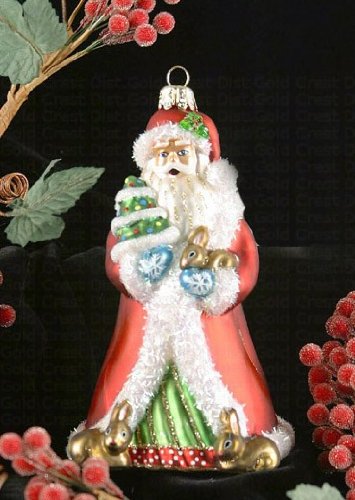 Cobane Studio LLC Father Christmas with Bunnies Ornament