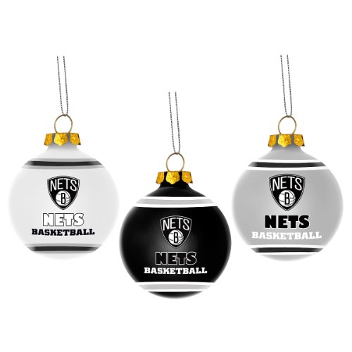 Forever Collectibles Brooklyn Nets Glass Ball Ornament Set
