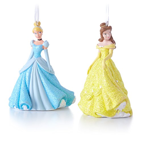 Hallmark Disney Cinderella and Belle Christmas Ornaments, Set of 2