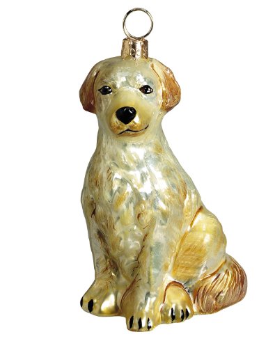 Joy to the World Collectibles European Blown Glass Pet Ornament Golden Retriever