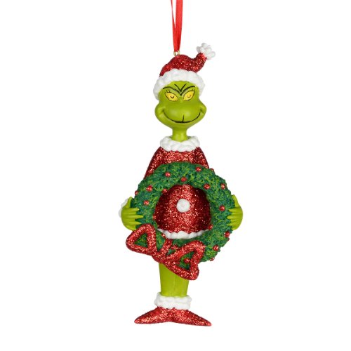 Department 56 Grinch Grinch with Wreath Ornament, 5-Inch