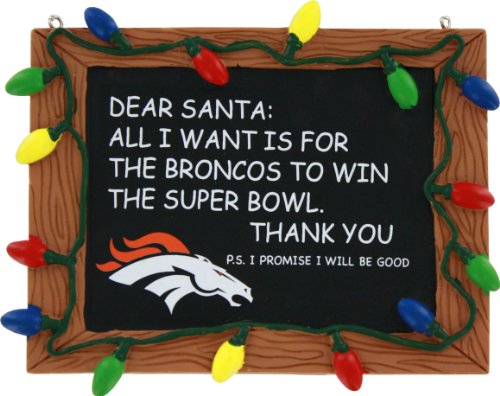 Denver Broncos Official NFL 3 inch x 4 inch Chalkboard Sign Christmas Ornament