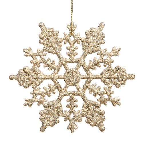 Vickerman 23546 – 4″ Champagne Glitter Snowflake Christmas Tree Ornament (24 pack) (M101411)