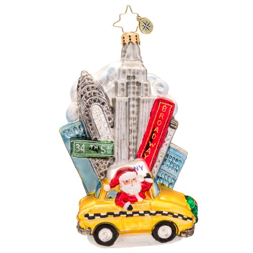 Christopher Radko Glass Big Apple Sights Santa in NYC Christmas Ornament #1017397
