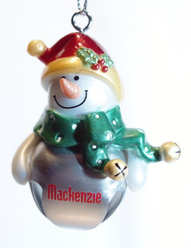Silver Personalized Jingle Bell Snowman Ornament – Mackenzie