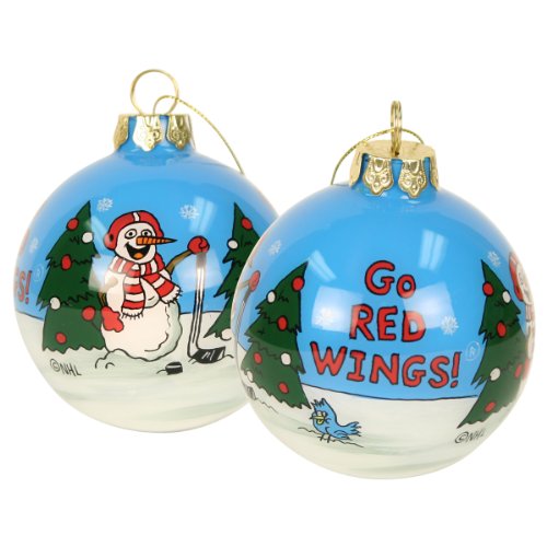 Blown Glass Hand Painted Sports Christmas Ornaments – Detroit Redwings