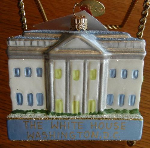 U.S. White House Christmas Bus Ornament: Hand Blown Glass From Poland- Beautiful Gift Box!