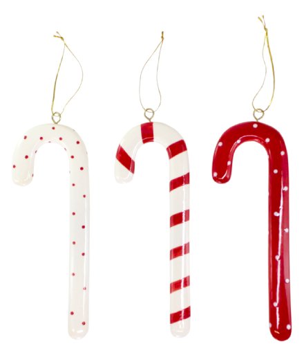 SALLY FOSTER Ceramic Candy Cane Ornaments – Set Of 3