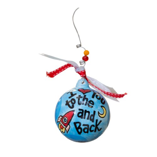 Glory Haus To The Moon and Back Boy Ornament, 4 by 4-Inch, Blue