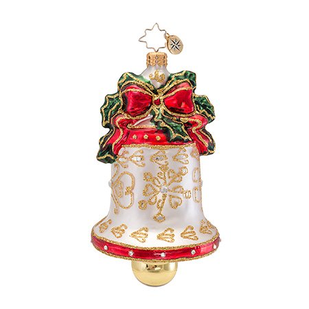 Christopher Radko Glass Golden Melodies Jingle Bell Gem Christmas Ornament #1017214