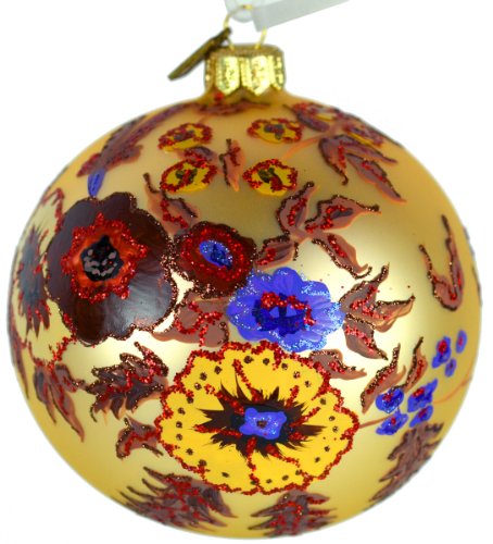 Eric Cortina Vintage Floral Ball Christmas Ornament-Cream