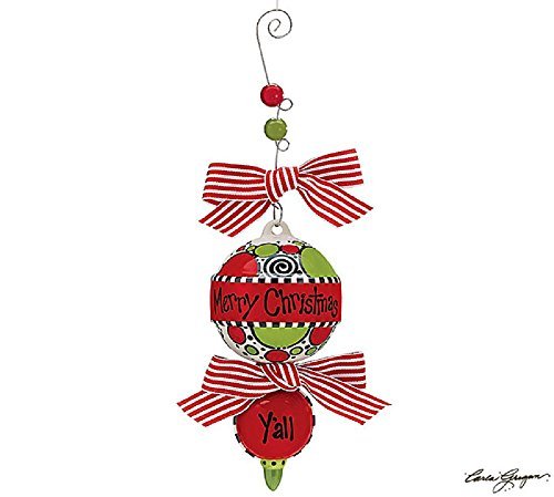 Merry Christmas Y’all Stacked Christmas Tree Ornament with Bow Decorative Holiday Decor