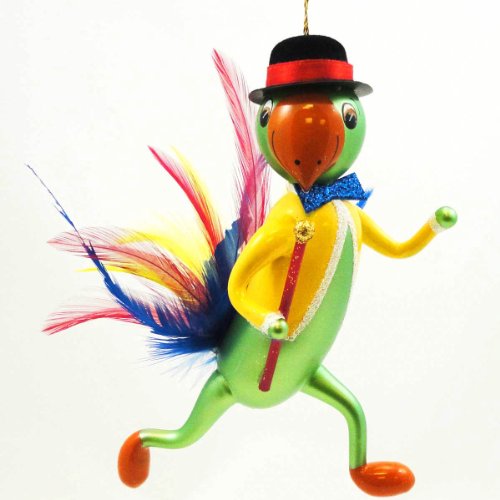 De Carlini Parrot Performer Italian Mouthblown Glass Christmas Ornament