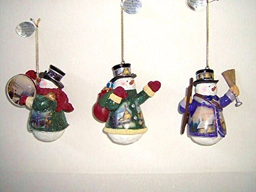 Thomas Kinkade Winter Wonderland Snowman Ornament Set Issue 8 Set of 3