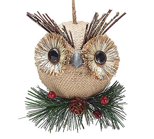 Burlap Owl Christmas Ornaments – Holiday Ornament Gift Decor