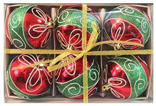 6pk 80mm Shatterproof “Classic Christmas” Christmas Ball Ornament Set