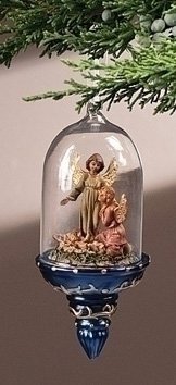 6″ Fontanini Religious Angels with Baby Jesus Nativity Glass Dome Christmas Ornament