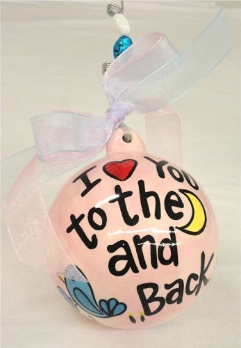 Glory Haus To The Moon and Back Ball Ornament, 4 by 4-Inch, Pink