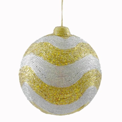 Holiday Ornament GLITTER WAVE BALL B1615 Christmas Jim Marvin New