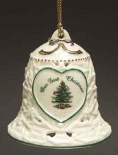 Dated 2010 Spode Pierced Wedding Bell “Our First Christmas” Tree Holiday Ornament