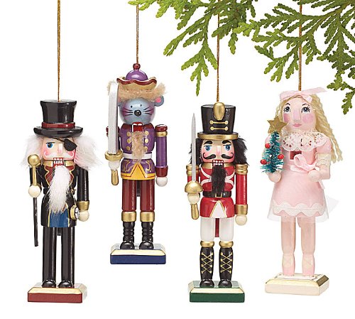 Set of 4 Nutcracker Character Christmas Tree Ornaments for Festive Holiday Decor