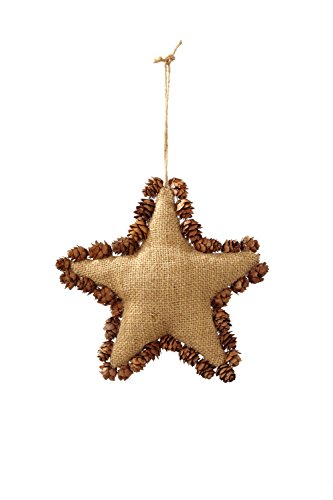 Sage & Co. XAO16218BR Burlap Pinecone Star Ornament, 7-Inch