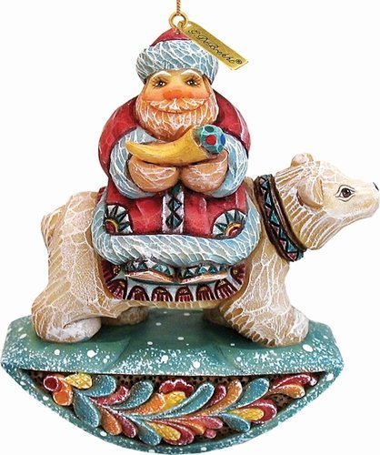 SANTA ON POLAR BEAR – Christmas Ornament – G. DeBrekht Artistic Studios