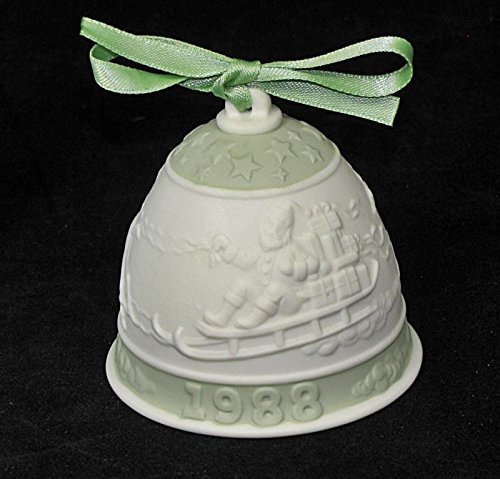 Lladro 1988 Green Porcelain Christmas Bell Ornament