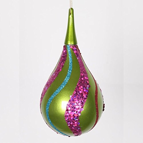 Vickerman 340141 – 4″ Lime / Cerise / Purple / Red Candy Glitter Drop Christmas Tree Ornament (M142047)