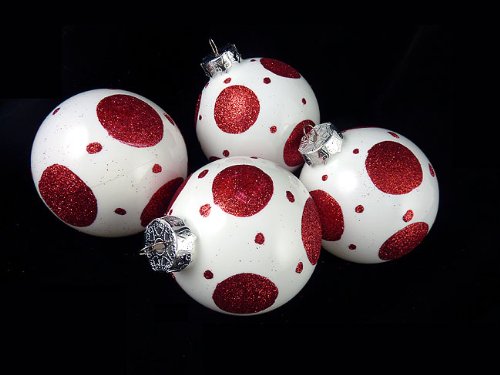 Vickerman Assorted Shape Ball Ornament, 80mm, Red and White