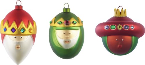 Alessi Set of 3 Christmas Ornaments in Blown Glass 2.25″