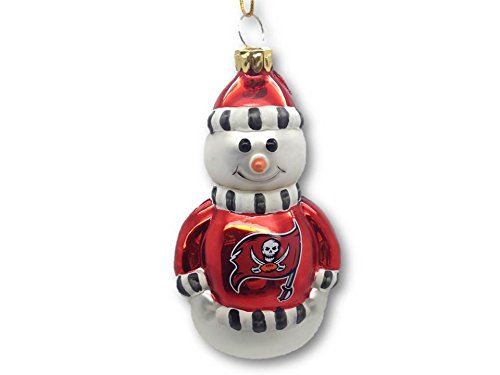 NFL Tampa Bay Buccaneers Blown Glass Snowman Christmas Ornament