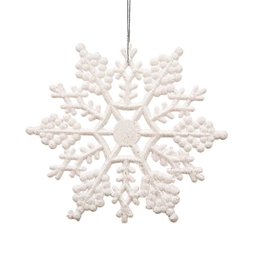 Vickerman 21438 – 4″ White Glitter Snowflake Christmas Tree Ornament (24 pack) (M101401)