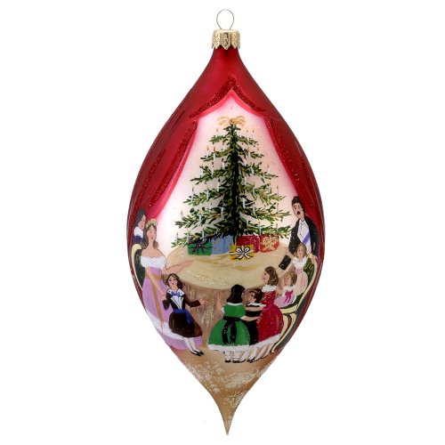 David Strand Kurt Adler Glass Victoria and Albert Hand-Painted Drop Ornament, 8.1-Inch