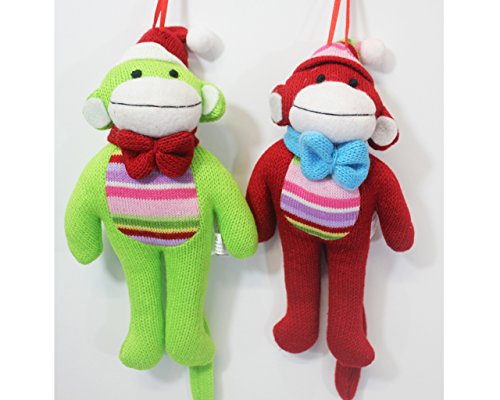 St. Nicholas Square Holiday Sock Monkey Ornaments Set of 2