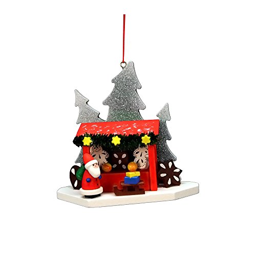 10-0581 – Christian Ulbricht Ornament – X-mas Market with Santa – 3.5″”H x 3.5″”W x 1.5″”D