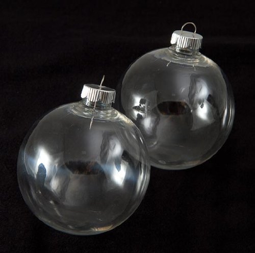 Pack of 12 – 83mm (3-1/4″) Round Clear Plastic Ball Ornaments -Great for Crafting