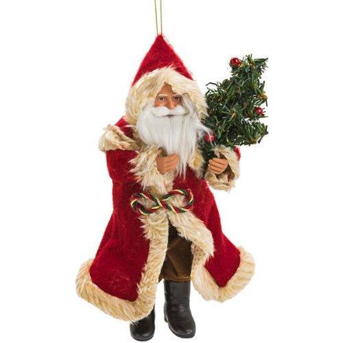 Santas Workshop 9″ Santa Ornament – Carrying a Christmas Tree