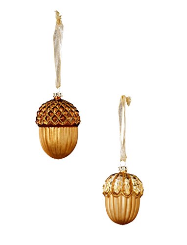 Sage & Co. XAO14641GD Acorn Glass Ornament Assortment, 3.25-Inch