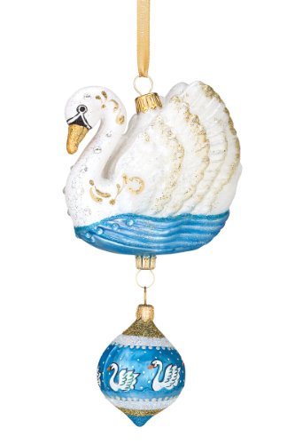 Reed & Barton European Glass Blown 12 Days of Christmas, Seven Swans a Swimming 2011 Ornament, Height 6.0