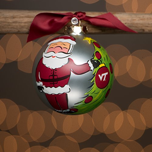 Glory Haus Virginia Tech Santa Glass Ball Ornament