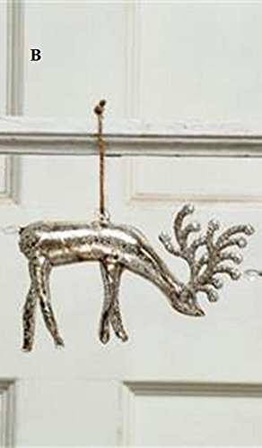 Creative Co-Op Silent Night Collection Mercury Glass Deer Ornament, Choice of Style (B)