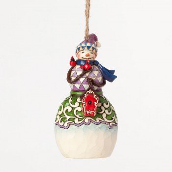 Jim Shore Heartwood Creek Snowman with a Cardinal and a Birdhouse Hanging Ornament